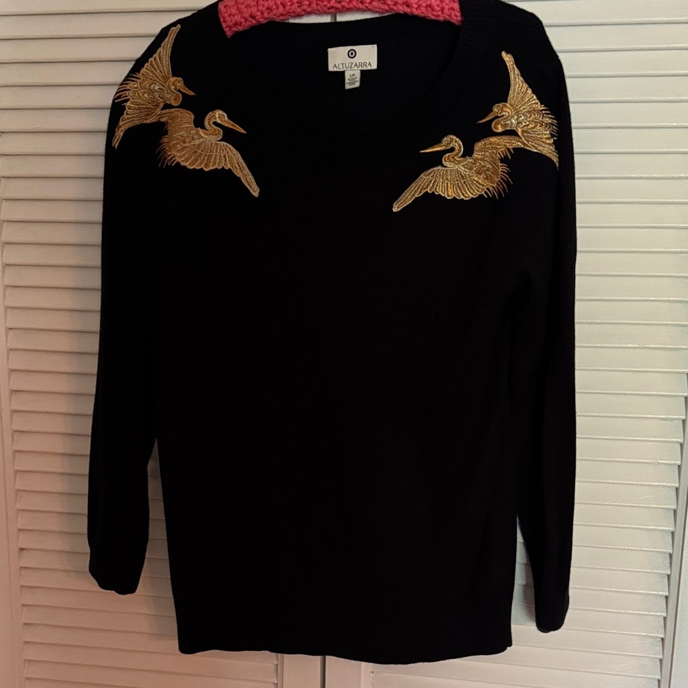 Altuzarra Black Sweater with Gold Embroidery